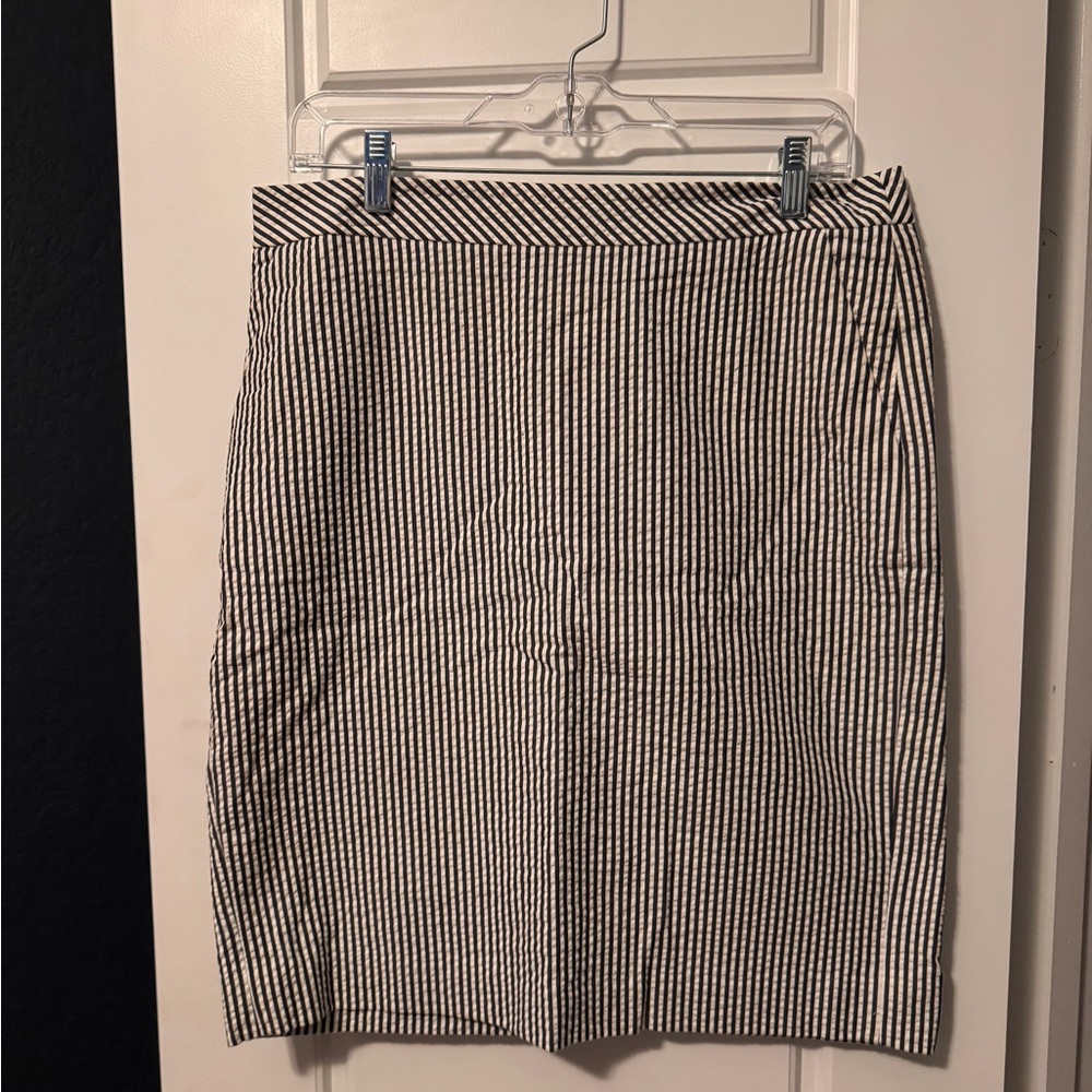 Striped Navy and White Pencil Skirt
